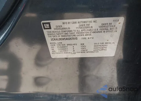 2010 Chevrolet Equinox Lt из США, поврежденный, VIN 2CNALDEW5A6267915